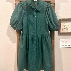 CUTE Entro Green Corduroy Dress Large